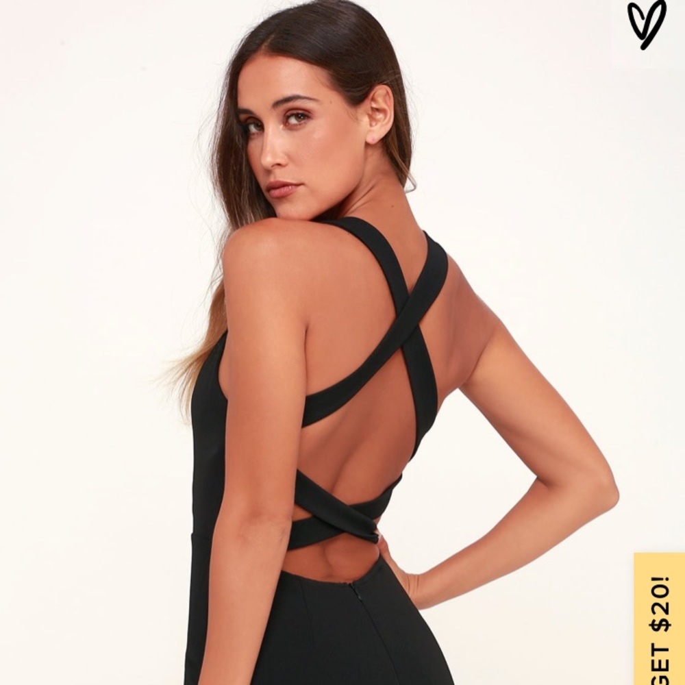 Lulus midi black backless dress